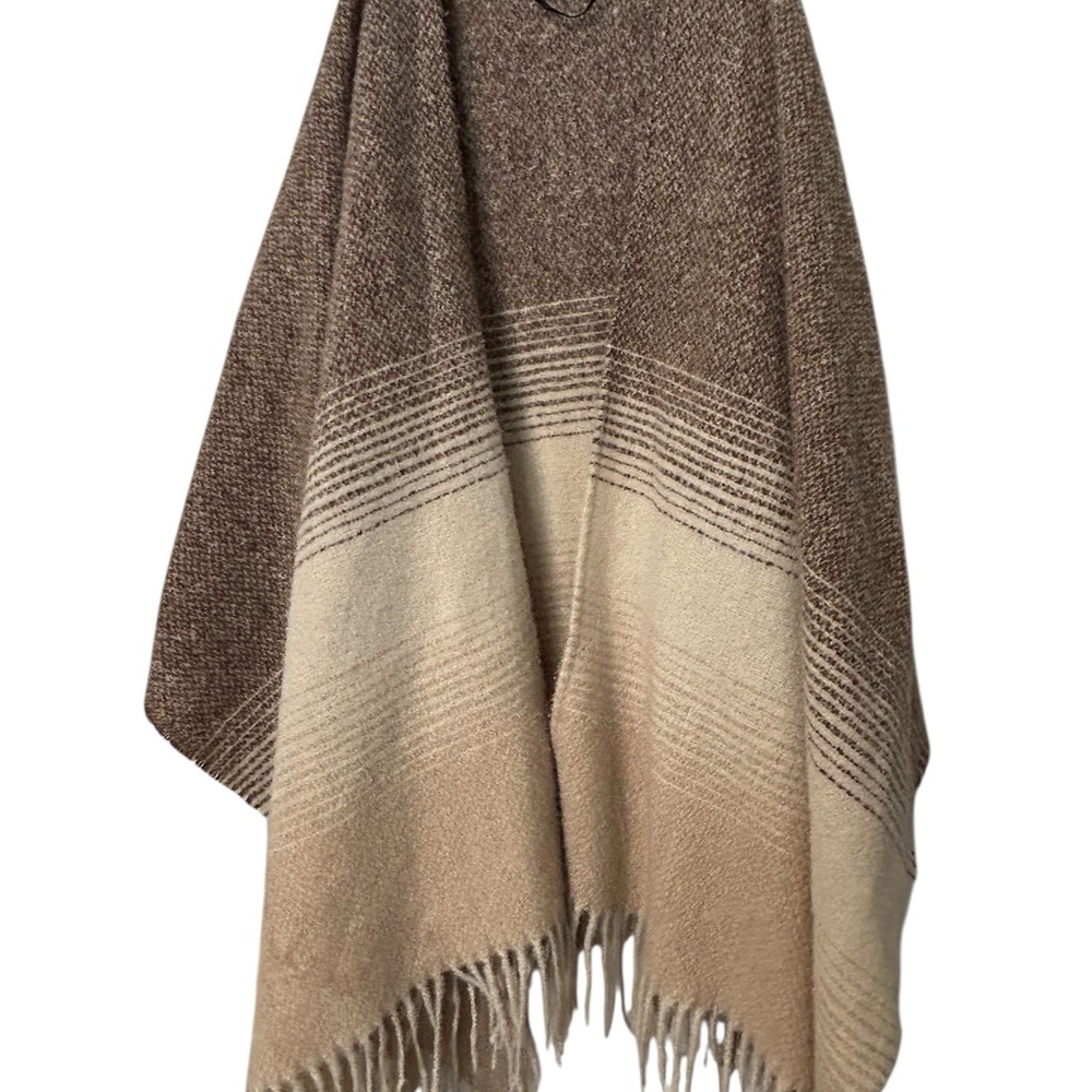 a.n.a Cozy Brown and Tan Knit Poncho